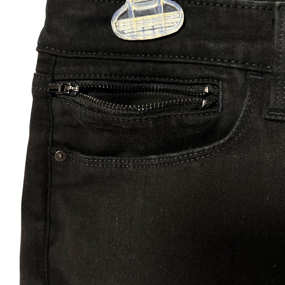 Athleta Womens Black Wide Leg Jeans 16T Dark Wash Zip coin pocket Stretch - Picture 3 of 14